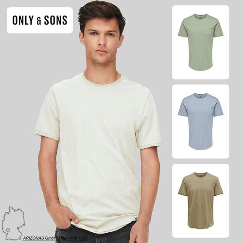 Rundhals T-Shirt Langes Kurzarm Shirt Basic aus Baumwolle ONSBENNE
