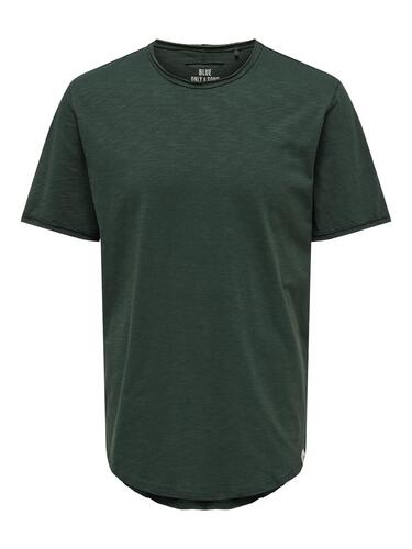 Rundhals T-Shirt Langes Kurzarm Shirt Basic aus Baumwolle ONSBENNE 