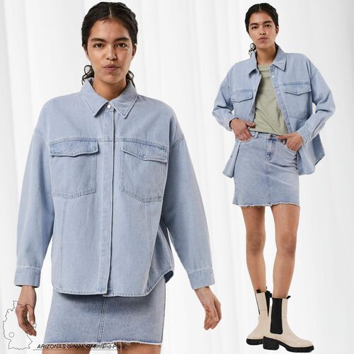 Oversized Denim Bluse locker geschnittenes Oberteil Jeans Hemd VMPALOMA