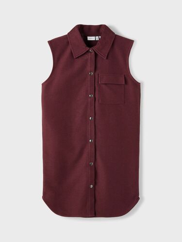 Lange Weste Jersey mit Brusttasche Knopfleiste & Hemdkragen NKFOLONG 