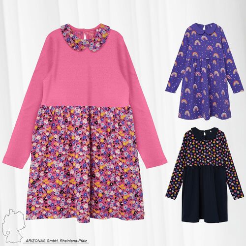 Kinder Print Kleid f�r M�dchen Freizeit Dress Langarm NKFODNIA