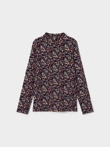 D�nnes Langarm Shirt High Neck Jersey Oberteil Blumen Print NKFOLIBER 