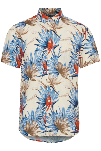 Florales Kurzarm Hemd Regular Fit Shirt Freizeit Oberteil aus Viskose 