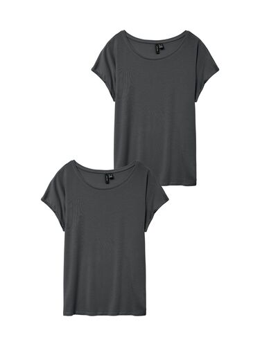 2er-SET Einfarbiges T-Shirt Basic Stretch Oberteil  
