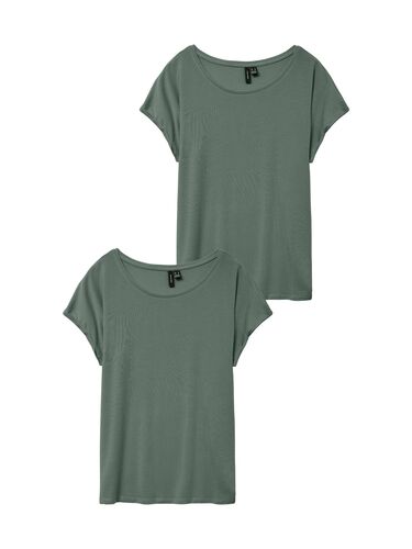 2er-SET Einfarbiges T-Shirt Basic Stretch Oberteil  
