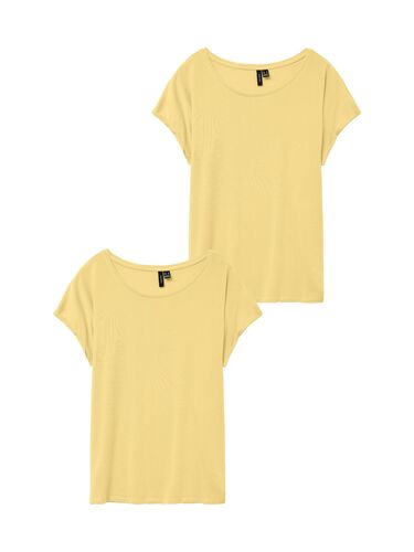 2er-SET Einfarbiges T-Shirt Basic Stretch Oberteil  