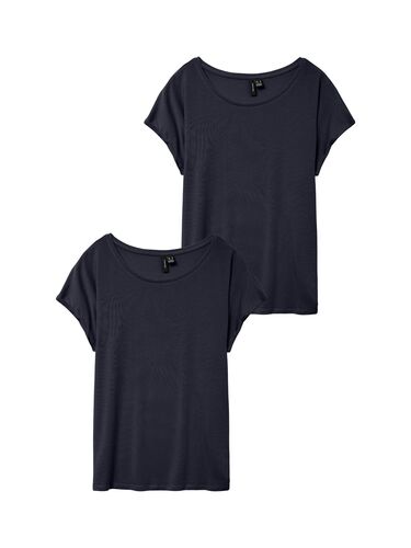 2er-SET Einfarbiges T-Shirt Basic Stretch Oberteil  