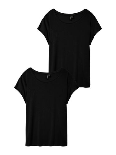 2er-SET Einfarbiges T-Shirt Basic Stretch Oberteil  