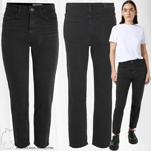 NOISY MAY Damen Straight Fit Cropped Jeans High Waist Denim Stretch Hose  Raw Wash Pants NMMONI