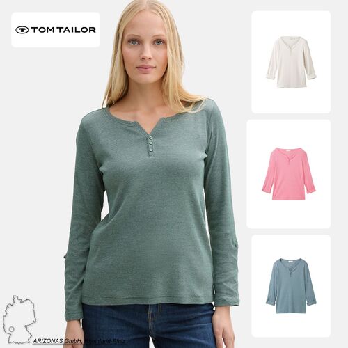 Tom Tailor Gestreiftes Langarm Shirt mit Henley