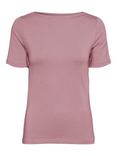 Basic Stretch T-Shirt mit U-Boot-Ausschnitt VMPANDA 