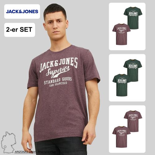 Jack & Jones 2-er Set T-Shirt Rundhals Logo Print Shirt