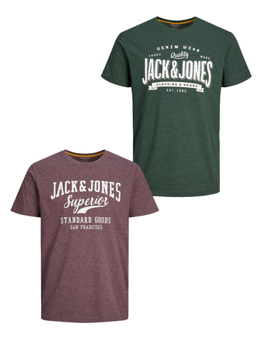 Jack & Jones 2-er Set T-Shirt Rundhals Logo Print Shirt 