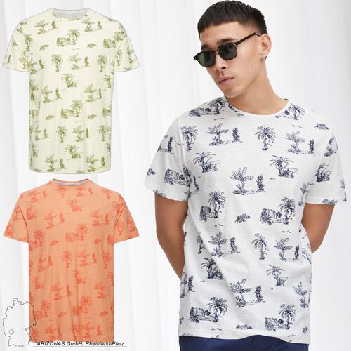 Meliertes T-Shirt mit Palmen Print TEE