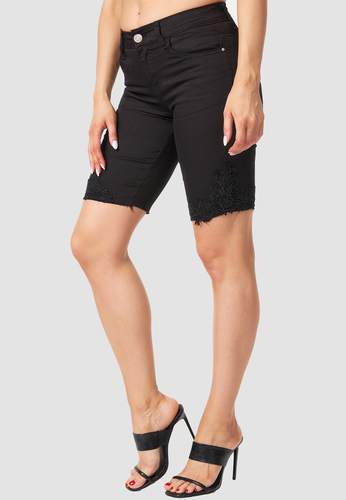 Jeans Bermuda Shorts mit Spitze 