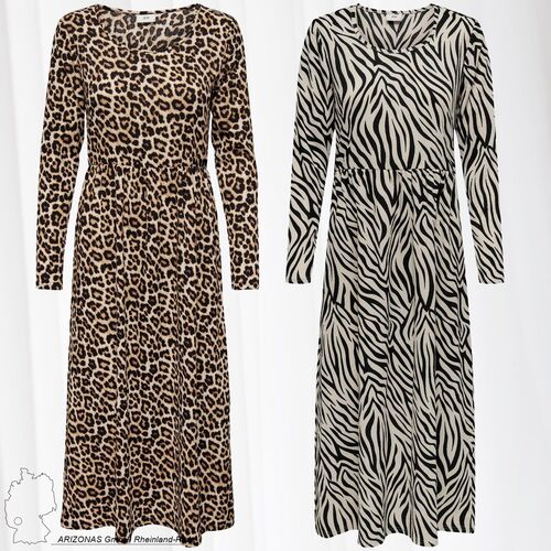 JDY Damen Langes Langarm Kleid Gemustertes Midi Maxi Dress Animal Zebra Leo  Print Shirt JDYLOTUS | Kleider direkt bestellen