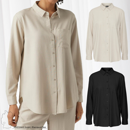 Langarm Hemd Bluse aus Leinen VMMYMILO