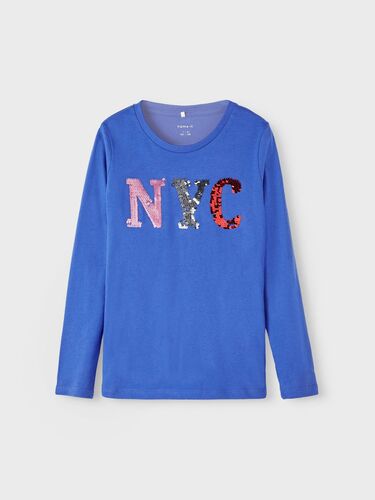 Langarm Pailletten Jersey Oberteil NKFOSILIA 