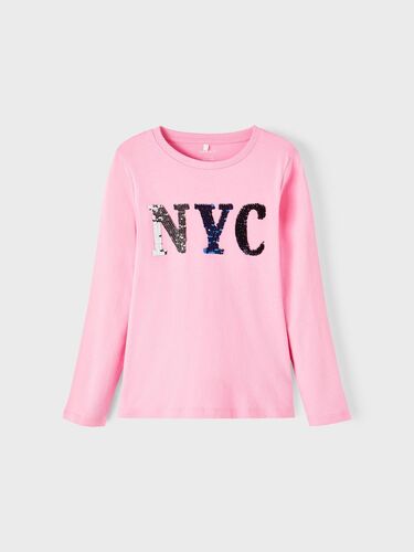 Langarm Pailletten Jersey Oberteil NKFOSILIA 