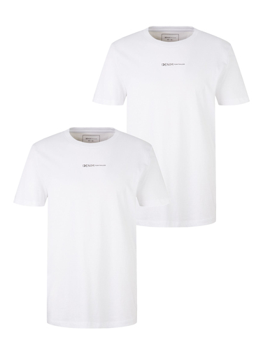 Tom Tailor Basic Logo Print T-Shirt Rundhals 2x St�ck Set Kurzarm 