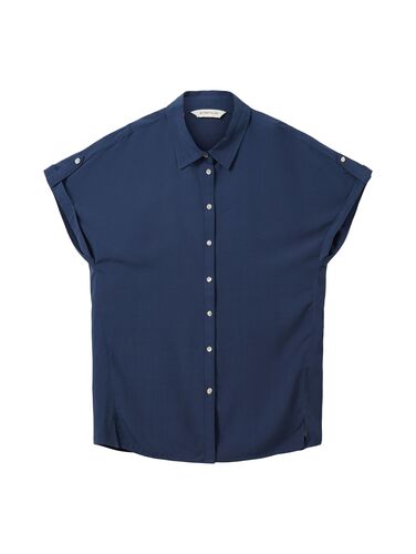 Tom Tailor Lockere Bluse Kurzarm Legeres Kragenhemd 