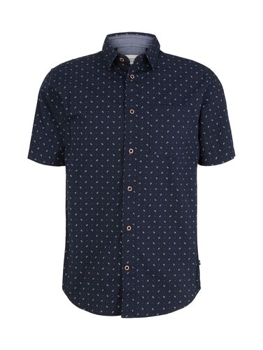 Tom Tailor Herren Kurzarm Hemd Gemustertes Print Design Shirt