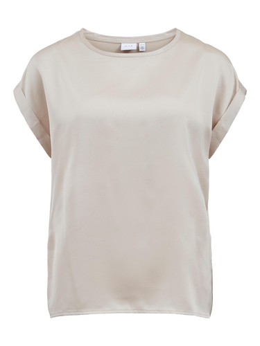 Satin Blusen T-Shirt Kurzarm Basic Gl�nzendes Oberteil VIELLETTE