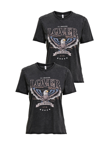 2er-SET T-Shirt Top Wildes Vintage Design Print 