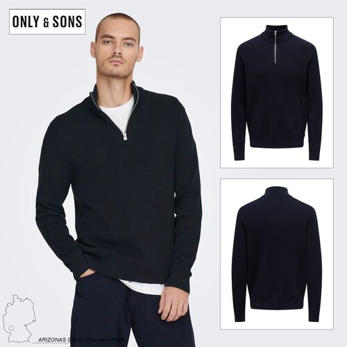 Feiner Strickpullover mit Reiverschluss Rundkragen