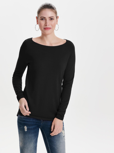 Langer Feinstrick Pullover Langarm Stretch Sweater Locker ONLALONA