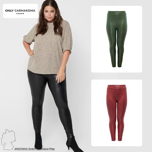 Elegante Coated Leggings Curvy Lederoptik Hose CARROOL 