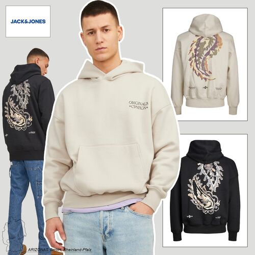 Jack & Jones Oversized Hoodie mit Print Dropped Shoulder Kapuzenpullover
