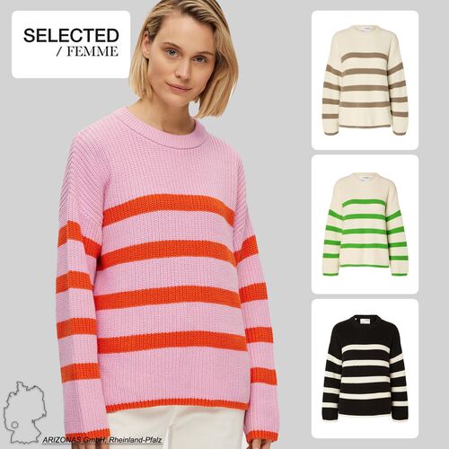 Oversize Pullover Gestreifter Grobstrick Sweater NOOS