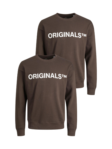 Jack & Jones 2er-SET Sweater Rundhals Pullover mit ORIGINALS Print 