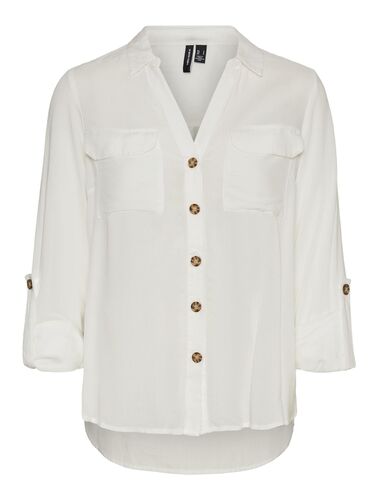 Hemd Bluse Leger mit Brusttaschen Regular 3/4 Arm Stretch Oberteil 
