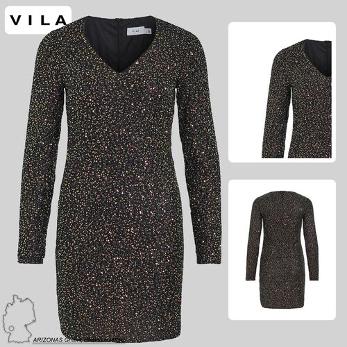 Pailletten Kleid Eleganter Langarm Midi Long Dress VISCARA 