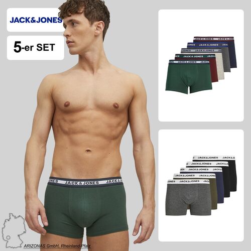 Jack & Jones Boxershorts 5er-Pack Kurze Unterhosen Logo Print JACBASIC