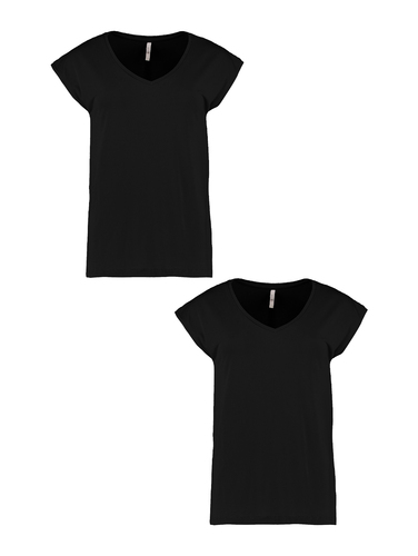 T-Shirt 2er-Set V-Ausschnitt Kurzarm Basic Sommer Shirt 