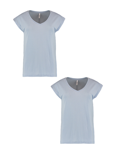 T-Shirt 2er-Set V-Ausschnitt Kurzarm Basic Sommer Shirt 