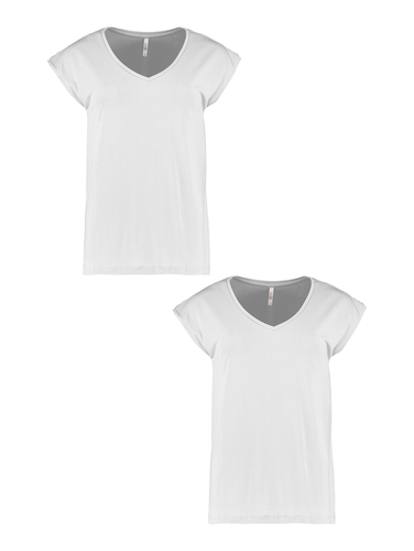T-Shirt 2er-Set V-Ausschnitt Kurzarm Basic Sommer Shirt 