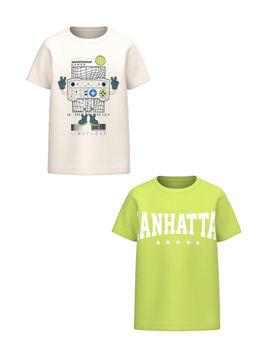 T-Shirt 2er-Set Kurzarm Rundhals Regular Fit Print 