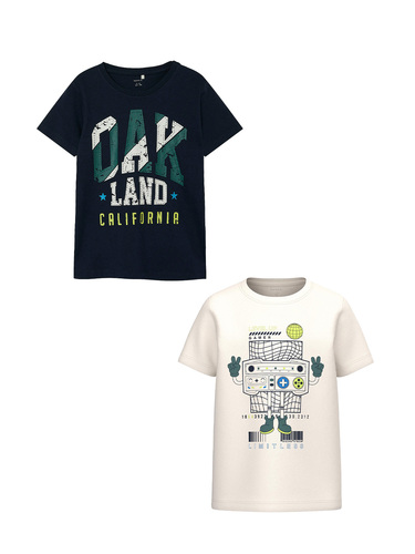 T-Shirt 2er-Set Kurzarm Rundhals Regular Fit Print 