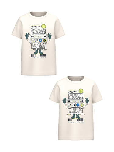 T-Shirt 2er-Set Kurzarm Rundhals Regular Fit Print 