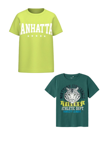 T-Shirt 2er-Set Kurzarm Rundhals Regular Fit Print 