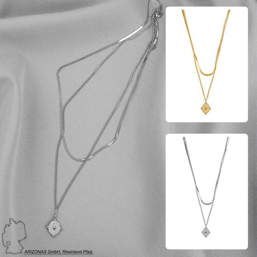 Schlangen Halskette Layering Design mit Medaillon Anh�nger aus Edelstahl