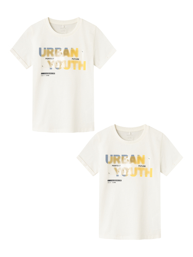 T-Shirt 2er-Set Print Design Lockeres Rundhals Shirt 