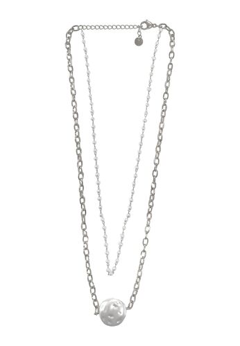 Layering Halskette mit Perlmutt Stein Anh�nger Modeschmuck 