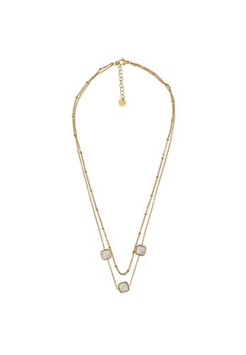 Layering Halskette mit Perlmutt Anh�nger aus Edelstahl 