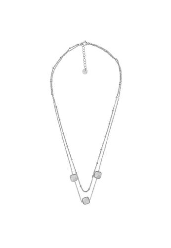 Layering Halskette mit Perlmutt Anh�nger aus Edelstahl 