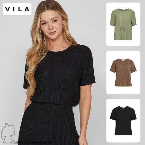 Modisches Satin Blusen Shirt Kurzarm Gl�nzendes Plissiertes Oberteil